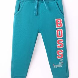 Bodycare Fleece Knit Full Length Winter Wear Text Printed Woollen Pants - Turquoise-image-81