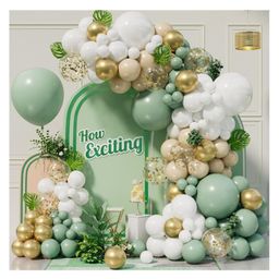 Bubble Trouble 72 Pcs Sage Green Sand White Retro Balloons Garland Kit For Jungle Safari Theme |Birthday |Anniversary | Baby Decoration (R2)-image-35