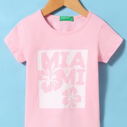 UCB Cotton Knit Half Sleeves T-Shirt with Floral Print - Light Pink-image-41