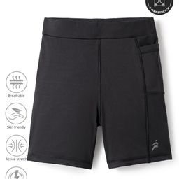 Pine Active Premium Knit Ultra Comfort Super Stretch Aero Soft Solid Cycling Shorts - Black-24
