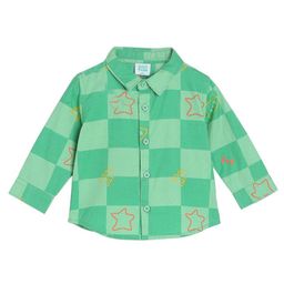 MINI KLUB Cotton Full Sleeves Stars Printed Chess Board Checked Shirt - Green-image-74