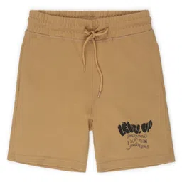 ALAN JONES Cotton Blend Knit Level Up Text Printed Shorts - Beige-picture-39