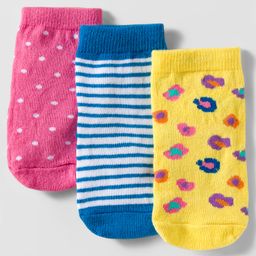 Cute Walk by Babyhug Knit Ankle Length Anti Bacterial Socks with Polka Dot Design & Stripes Pack of 3 - Pink Blue & Yellow-picture-40