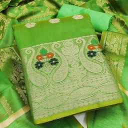 HERE&NOW Floral Woven Design Banarasi Silk Unstitched Dress Material-image-22