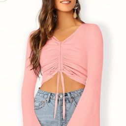 Sanwariya Silk Bell Sleeve Crop Top-image-93