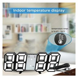 FunBlast 3D Digital LED Light Alarm Clock with USB WireBlack White image 2