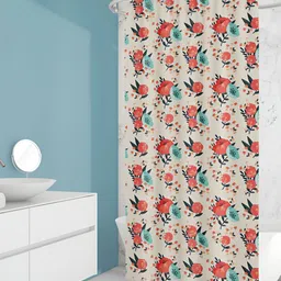 ArtzFolio Beige & Orange-Coloured Printed Waterproof Shower Curtain-33