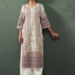 Anouk Ethnic Motifs Notch Neck Pure Cotton Straight Kurta-picture-44