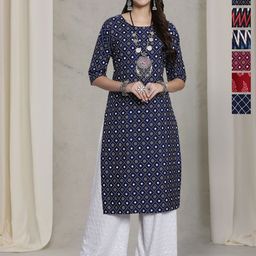 7Threads Selection Of 6 Floral Printed Round Neck Straight Kurtas-image-54