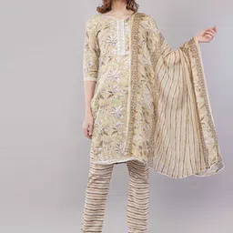 JIDI FASHION Floral Printed Straight Kurta With Trousers And Dupatta-image-23