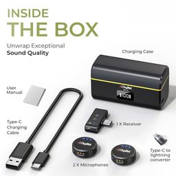Digitek 2-in-1 Wireless Microphone DWM-115 with 2.4GHz Magnetic Clip Noise Reduction Lavalier Mic 40m Range 6Hr Battery & 360 Degree Sound Capture - Black image 4