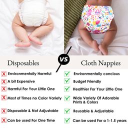 VParents Jumbo Print Reusable And Adjustable Cloth Diaper With  5 Layers Washable  Ultra Absorbent Insert - Multicolor image 5