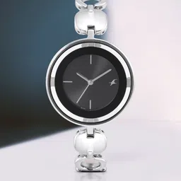 Fastrack Women Black Dial & Steel Toned Strap Analogue Watch 6237SM01-21