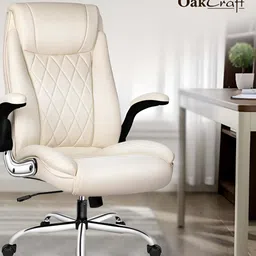 Oakcraft White Leatherette Adjustable Seat Height Study Arm Chair-picture-26