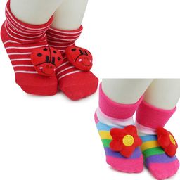 NESKA MODA Kids-Unisex Set Of 2 Ankle Length Cotton Socks-91