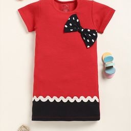 YK Girls Red Bow Embellished A-line Dress-44