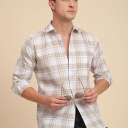 THE BEETEL HOUSE Men Comfort Regular Fit Spread Collar Tartan Checked Casual Shirt-image-55