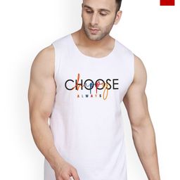 SLOWLORIS Pack Of 2 Printed Round Neck Cotton Gym Vests-picture-28