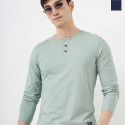 Genoa Men 2 Henley Neck Pure Cotton Slim Fit T-shirt-image-37