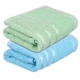 Kuber Industries Set Of 3 Green & Blue Striped Cotton Face Towels-34