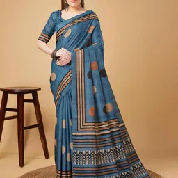 DIVASTRI Polka Dot Silk Blend Banarasi Saree-picture-1