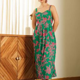 SANSKRUTIHOMES Women Cotton Printed Sweetheart Neck Dress-picture-18