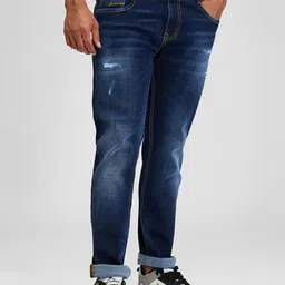 SPYKAR Men Skinny Fit Low-Rise Mildly Distressed Light Fade Stretchable Jeans-image-76