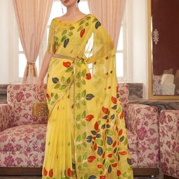 SWORNOF Floral Zari Pure Cotton Saree-image-15
