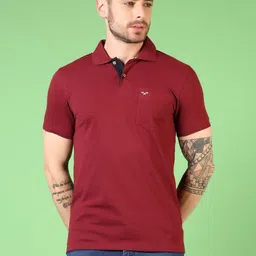 V-Mart Men Solid Polo Collar Cotton T-shirt-image-57
