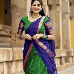 MANMOHITSAREE Semi-Stitched Silk Lehenga & Unstitched Blouse With Dupatta image 5