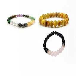 Divine souvenirs Unisex Set Of 3 Artificial Beaded Elasticated Bracelets-51