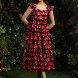 Anayna Floral Printed Fit & Flare Ethnic Midi Dress-image-55