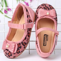 Cute Walk by Babyhug Bow Motif Animal Print Bellies - Pink-image-5