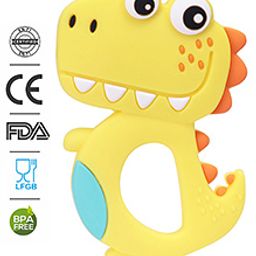 Babyhug Dino Shaped 100 % Silicone Teether - Yellow-image-29