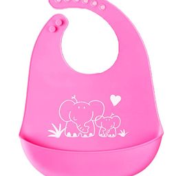 Syga Adjustable Snap Button Bib With Crumb Catcher Cartoon Print - Pink-3