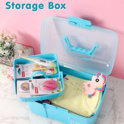 Compact Multi Functional Storage Box With Handles - Blue-26