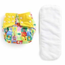 POLKA TOTS Reusable & Washable Cloth Diaper with 1 Diaper Liner and Size Adjustable Snap Buttons - Yellow-26