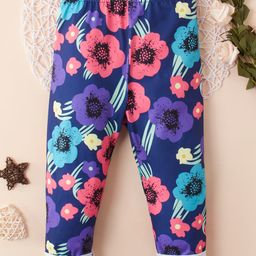 Kookie Kids Full Length Lounge Pant Floral Print - Dark Blue-image-98