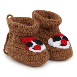 MayRa Knits Hand Knitted Face Pattern Crochet Booties - Brown-picture-37