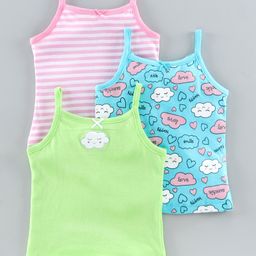 Babyoye Biowash Singlet Sleeves Slip Cloud Print Pack of 3 - Green-image-6
