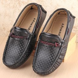 Pine Kids Round Toe Party Wear Loafers with Cushioned Footbed - Black-image-63