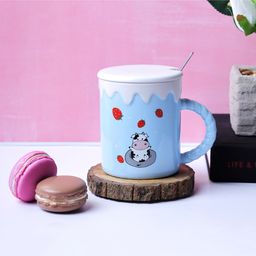 A Vintage Affair The Cute Cow Mug Strawberries Print Blue - 340 ml-21