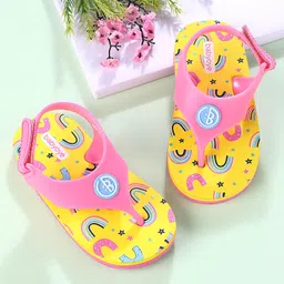 Babyoye Flip Flops With Rainbow Print - Yellow & Pink-picture-24