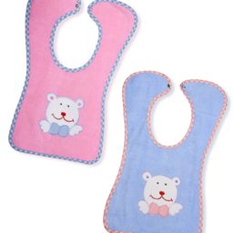 The Little Lookers Baby Bib Bear Embroidered Pack of 2 - Pink Blue-picture-19