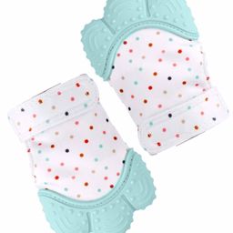 KidDough  Baby Teething Mitten Polka Dot Print Pack of 2 - Sea Green-15