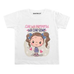 KNITROOT Half Sleeves Cute Sister Printed Tee - White-image-99
