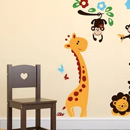 LANSTICK Yellow & BlueSplash-Proof Self-Adhesive Monkey With Animals Wallpaper-image-1
