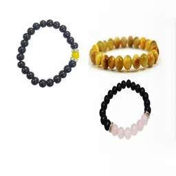 Divine souvenirs Unisex Set Of 3 Artificial Beaded Elasticated Bracelets-image-4