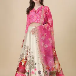 Kaizen TEXO FAB Printed Semi-Stitched Lehenga & Unstitched Blouse With Dupatta-picture-1