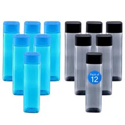 Kuber Industries Black & Blue Set of 6 Plastic Solid Water Bottle-20